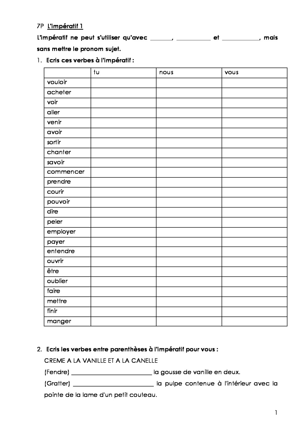 Exercice De Conjugaison Cm1 : CM1 conjugaison le passé ...