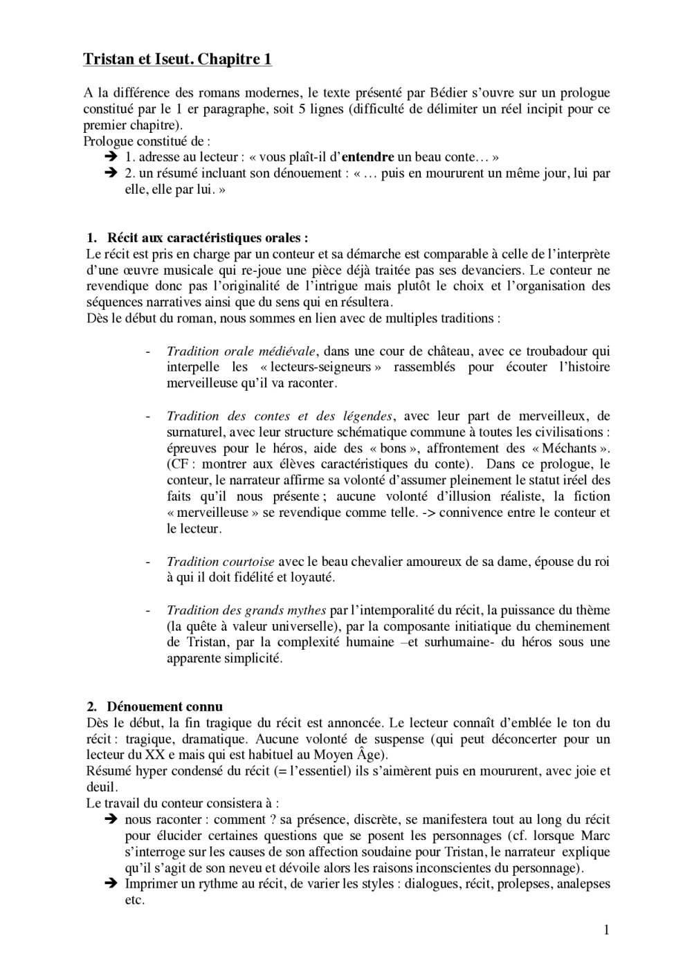 Questionnaire Avec Réponses Sur Tristan Et Iseult