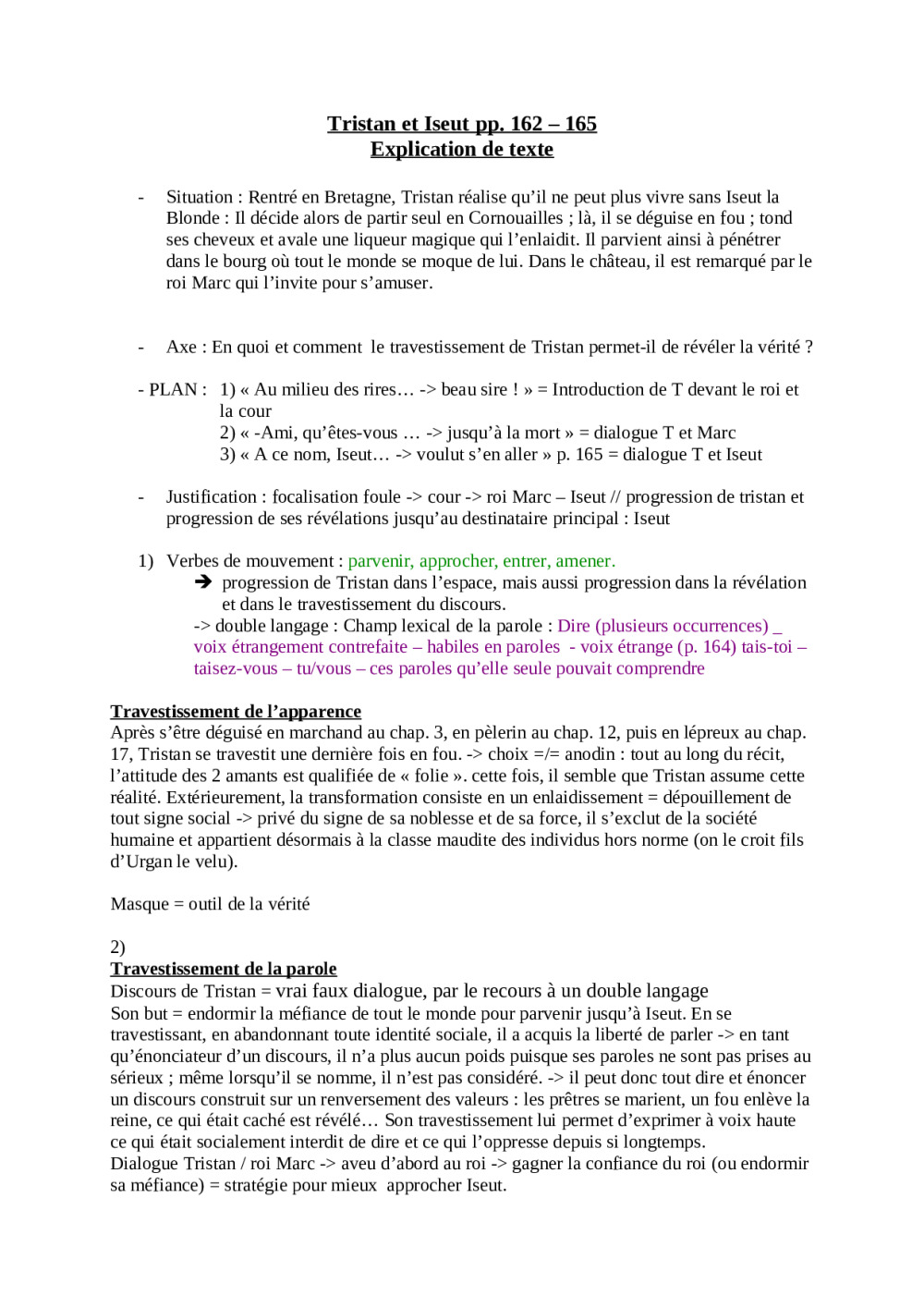 Tristan Et Iseut Résumé Par Chapitre Pdf